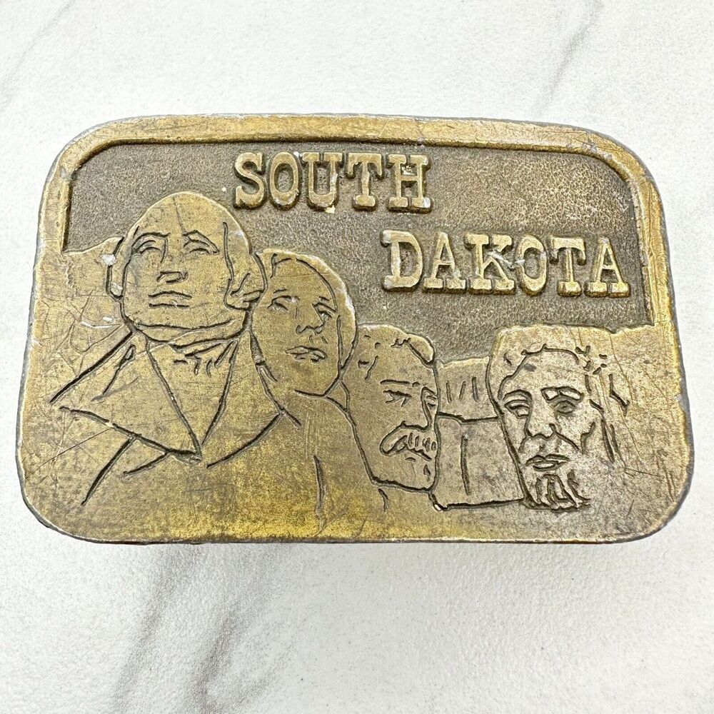 Vintage South Dakota Mount Rushmore Monument Belt Buckle